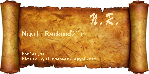 Nyul Radomér névjegykártya